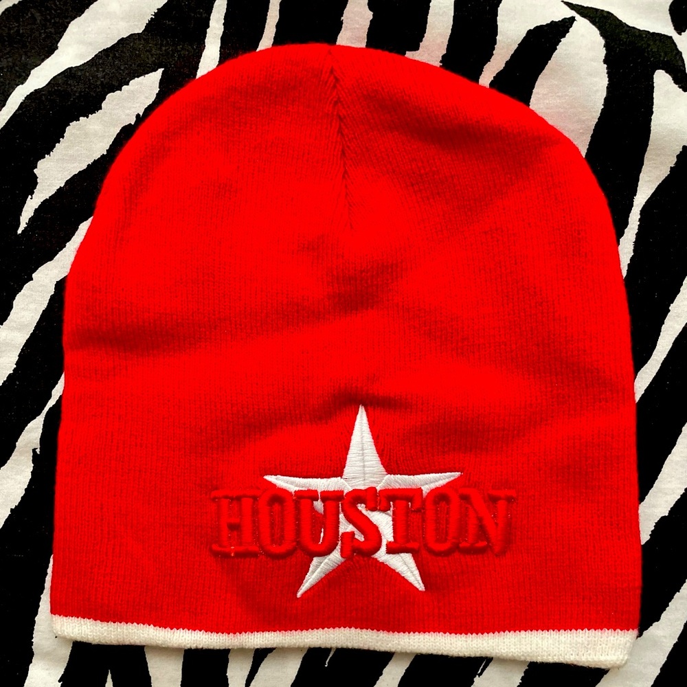 New Men Women Red White Star Houston Beanie